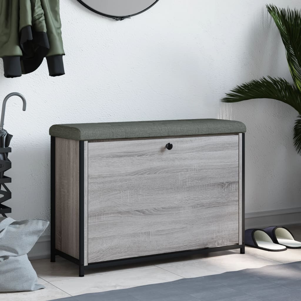 Schoenenbankje met klaplade 82x32x56 cm grijs sonoma eikenkleur is nu te koop bij PeponiXL, paradijselijk wonen!