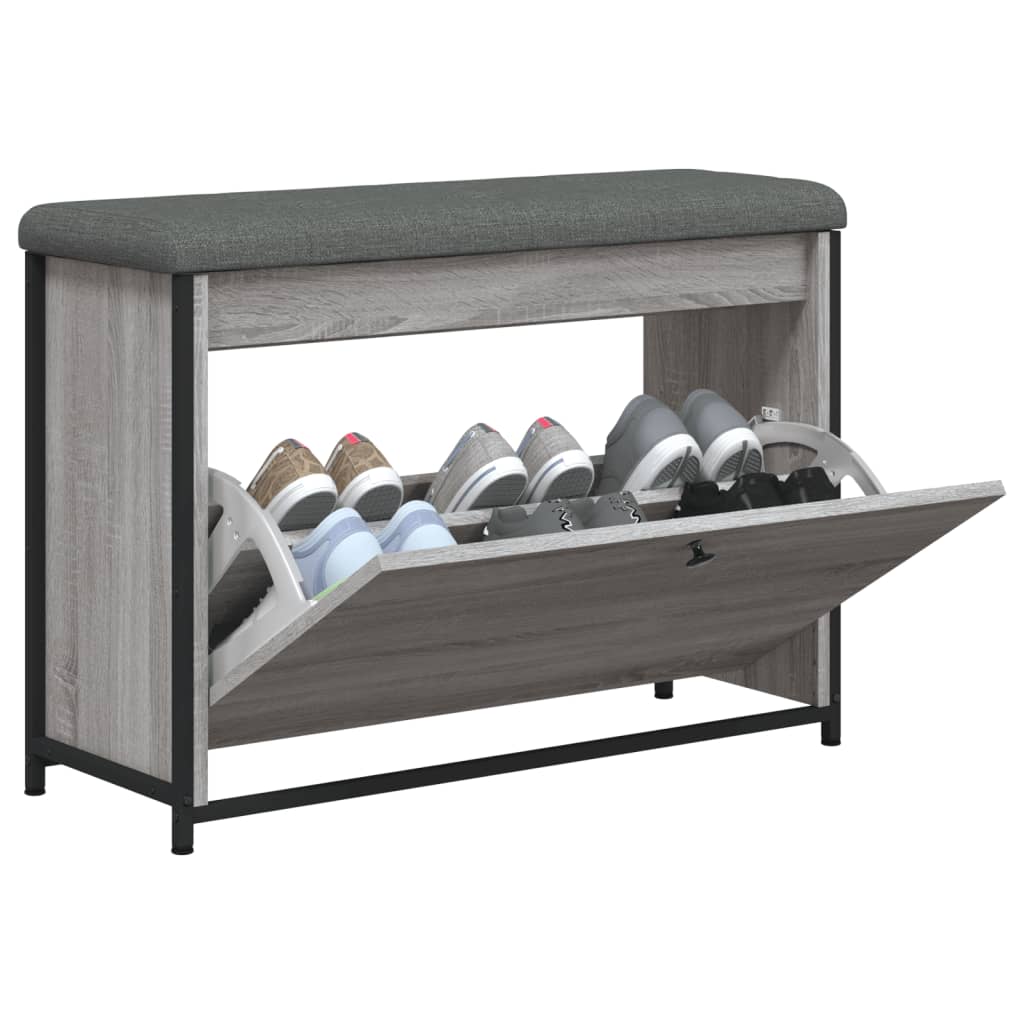 Schoenenbankje met klaplade 82x32x56 cm grijs sonoma eikenkleur is nu te koop bij PeponiXL, paradijselijk wonen!