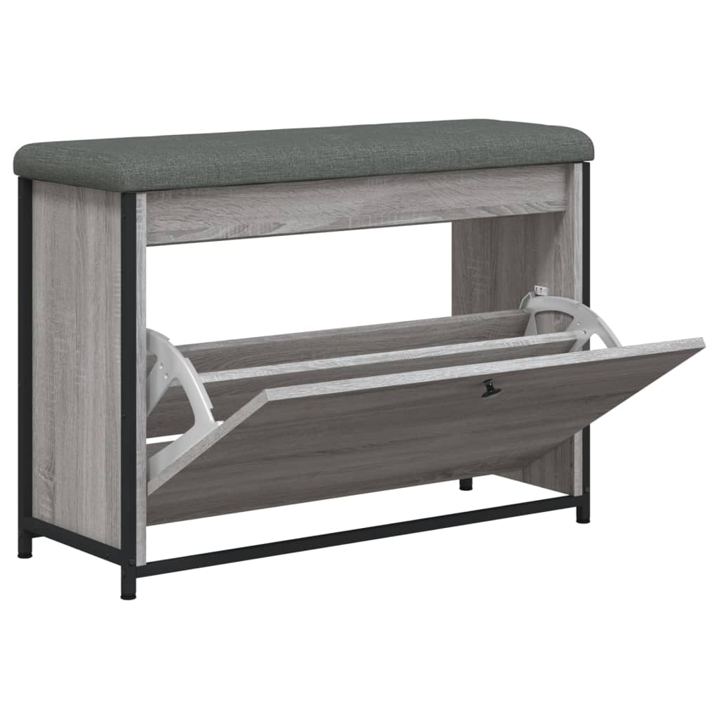 Schoenenbankje met klaplade 82x32x56 cm grijs sonoma eikenkleur is nu te koop bij PeponiXL, paradijselijk wonen!