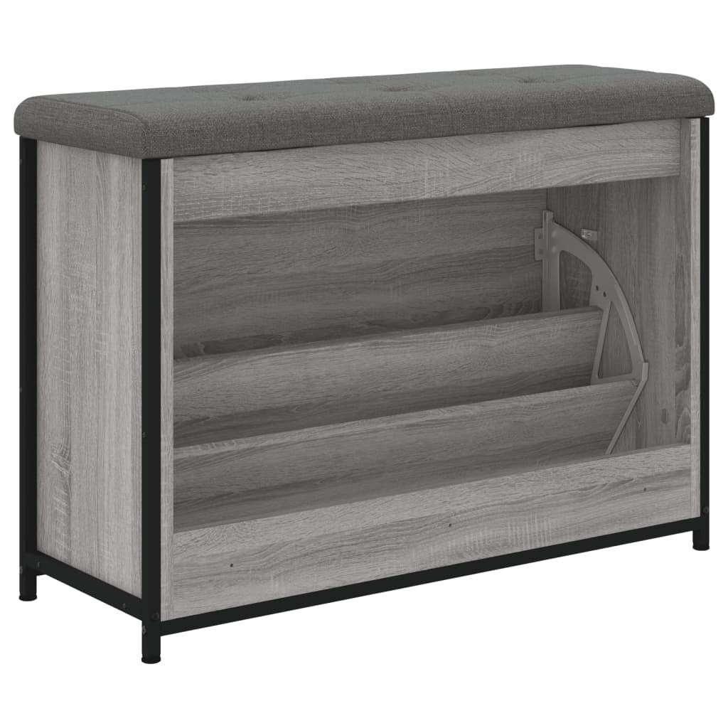 Schoenenbankje met klaplade 82x32x56 cm grijs sonoma eikenkleur is nu te koop bij PeponiXL, paradijselijk wonen!