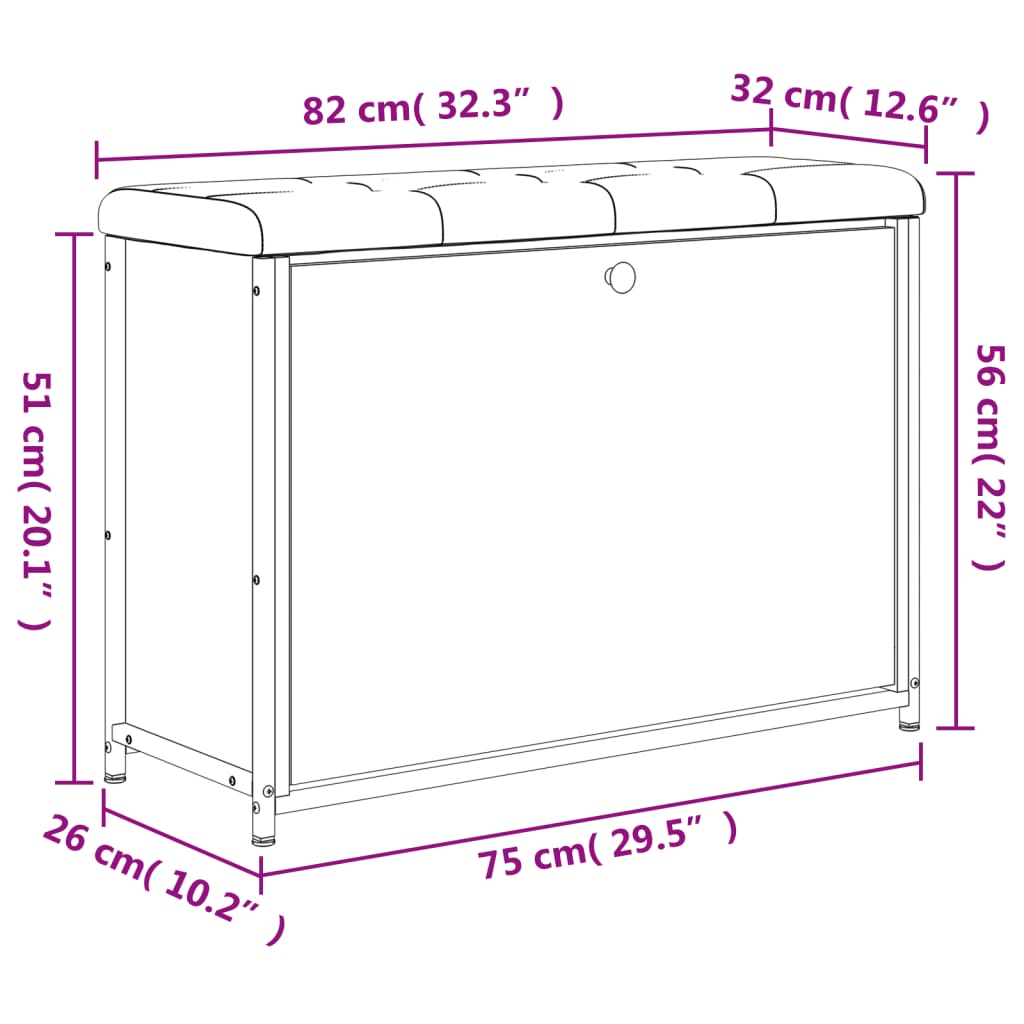 Schoenenbankje met klaplade 82x32x56 cm grijs sonoma eikenkleur is nu te koop bij PeponiXL, paradijselijk wonen!