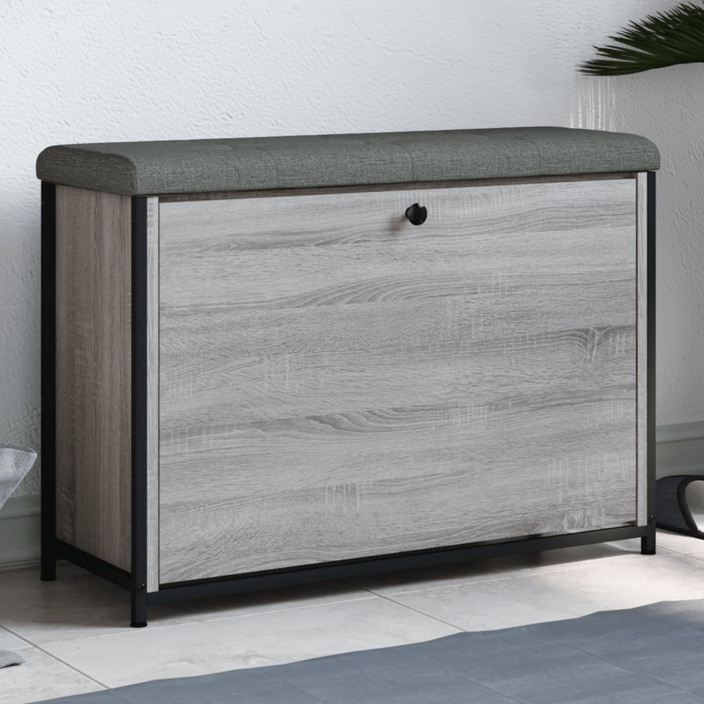 Schoenenbankje met klaplade 82x32x56 cm grijs sonoma eikenkleur is nu te koop bij PeponiXL, paradijselijk wonen!