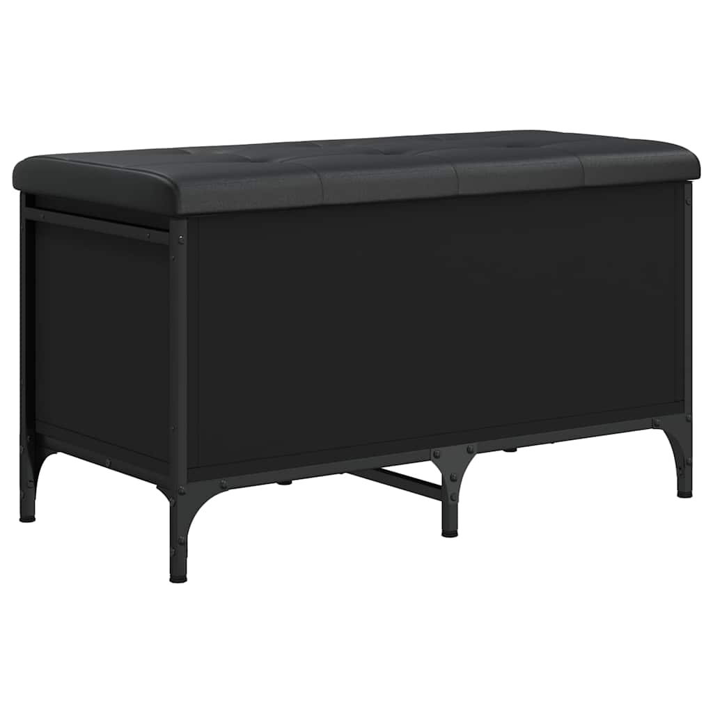 Opbergbankje 82x42x45 cm bewerkt hout zwart is nu te koop bij PeponiXL, paradijselijk wonen!