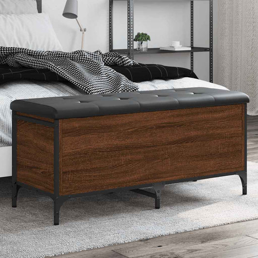 Opbergbankje 102x42x45 cm bewerkt hout bruin eikenkleur is nu te koop bij PeponiXL, paradijselijk wonen!