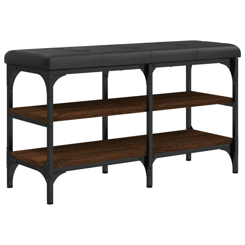 Schoenenbank 82x32x47 cm bewerkt hout bruin eikenkleur is nu te koop bij PeponiXL, paradijselijk wonen!
