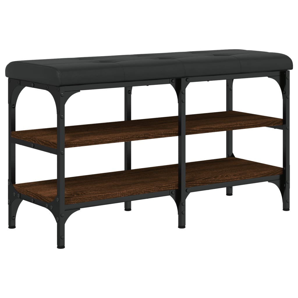 Schoenenbank 82x32x47 cm bewerkt hout bruin eikenkleur is nu te koop bij PeponiXL, paradijselijk wonen!