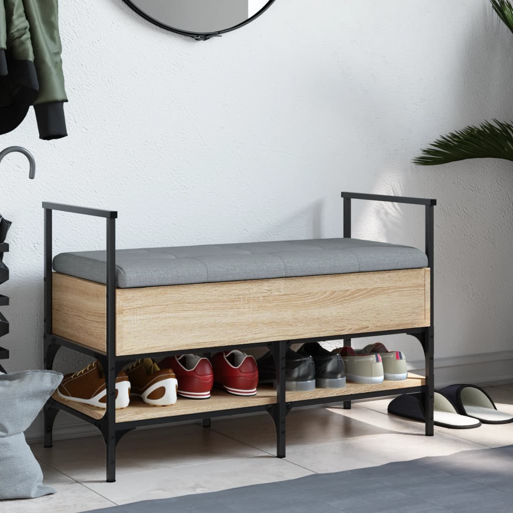 Schoenenbank 85,5x42x57,5 cm bewerkt hout sonoma eikenkleurig is nu te koop bij PeponiXL, paradijselijk wonen!