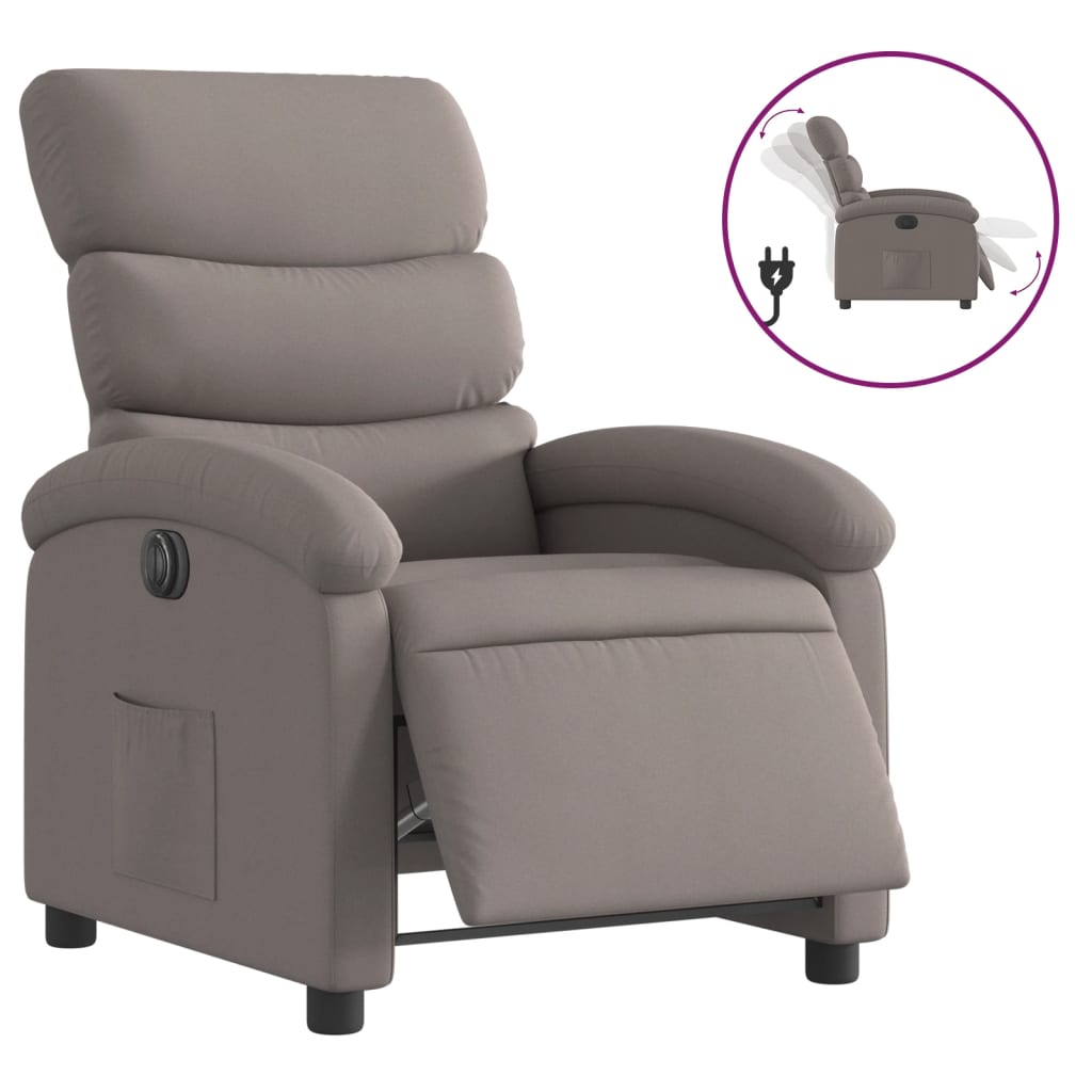 Fauteuil verstelbaar elektrisch stof taupe is nu te koop bij PeponiXL, paradijselijk wonen!