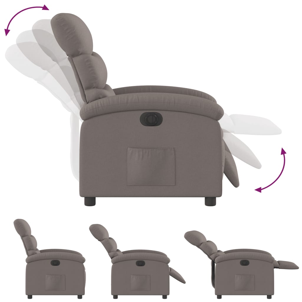 Fauteuil verstelbaar elektrisch stof taupe is nu te koop bij PeponiXL, paradijselijk wonen!