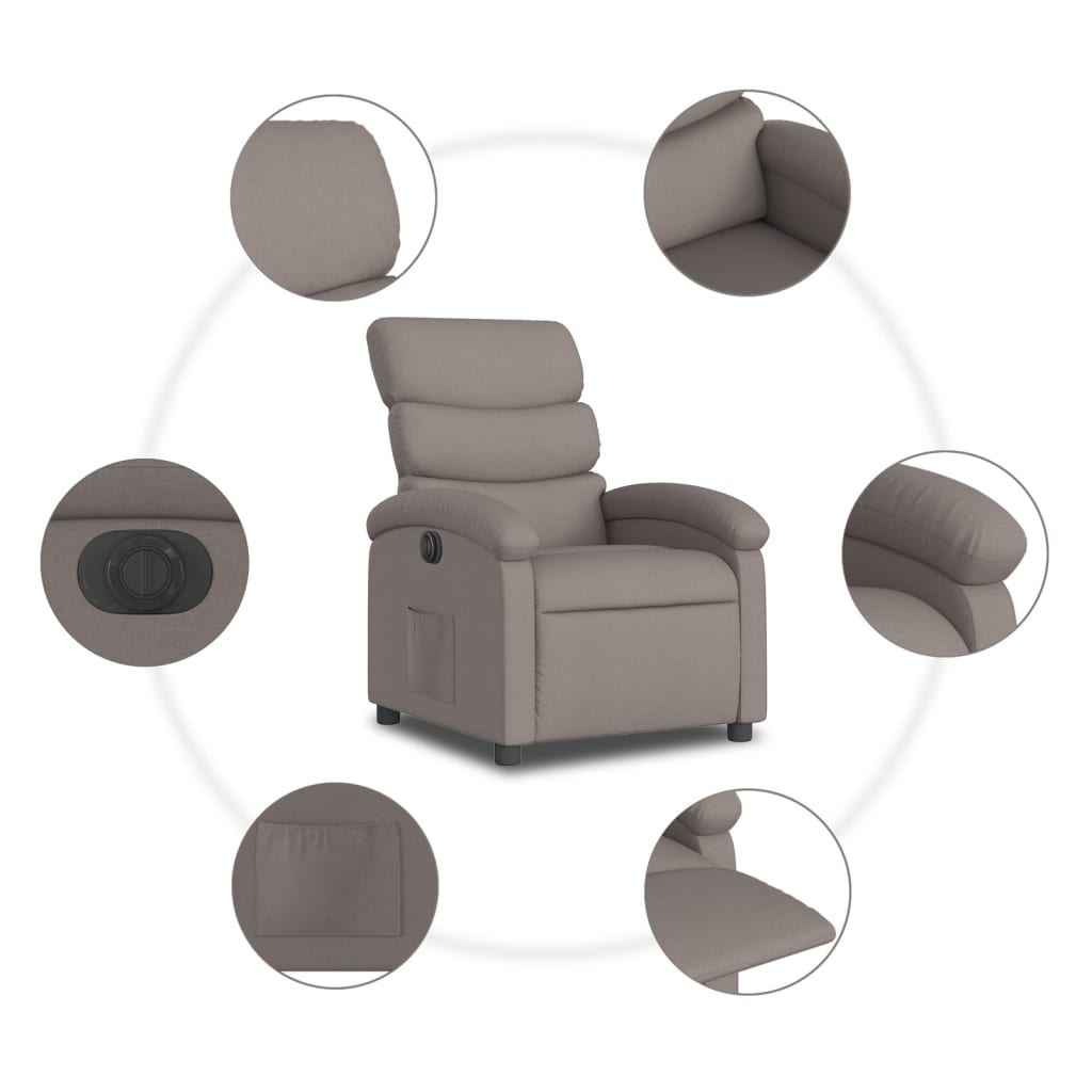 Fauteuil verstelbaar elektrisch stof taupe is nu te koop bij PeponiXL, paradijselijk wonen!