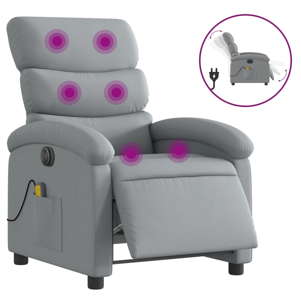 Massagestoel elektrisch verstelbaar stof lichtgrijs is nu te koop bij PeponiXL, paradijselijk wonen!
