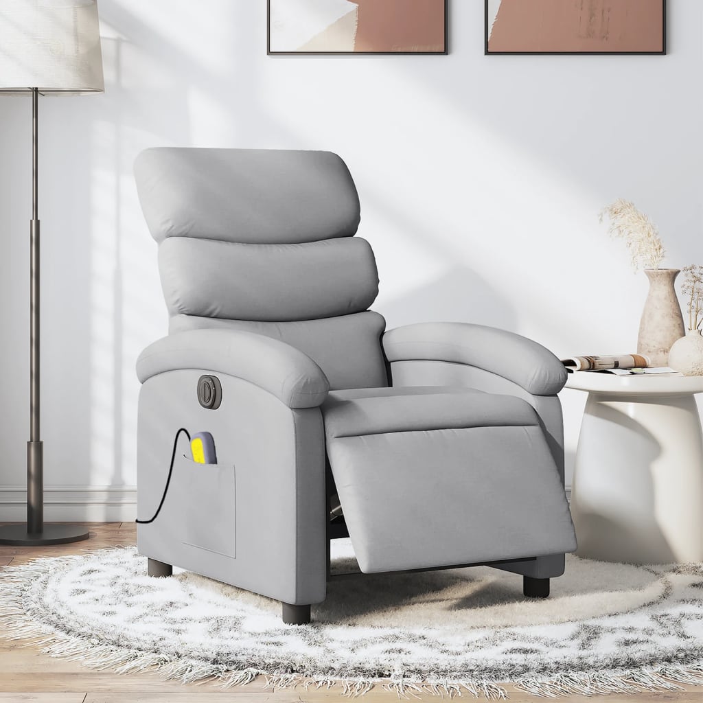 Massagestoel elektrisch verstelbaar stof lichtgrijs is nu te koop bij PeponiXL, paradijselijk wonen!