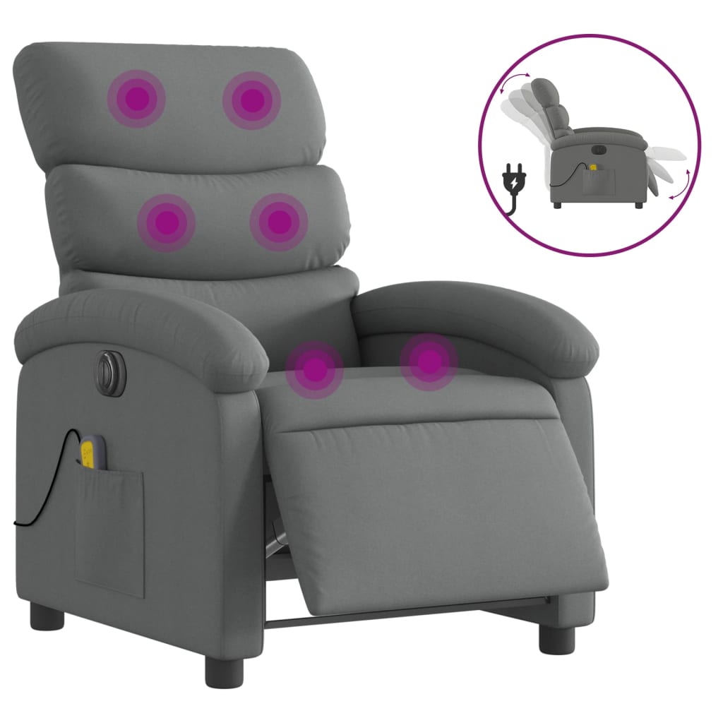 Massagestoel elektrisch verstelbaar stof donkergrijs is nu te koop bij PeponiXL, paradijselijk wonen!