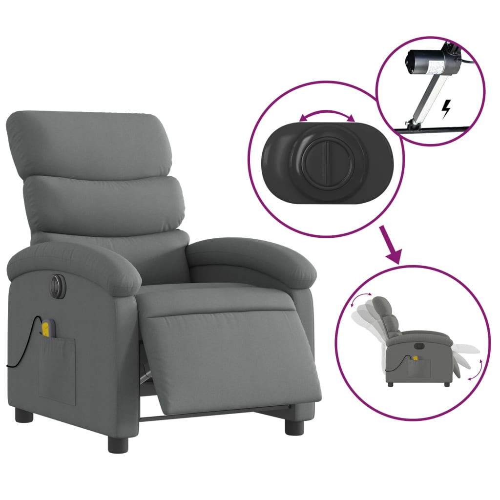 Massagestoel elektrisch verstelbaar stof donkergrijs is nu te koop bij PeponiXL, paradijselijk wonen!