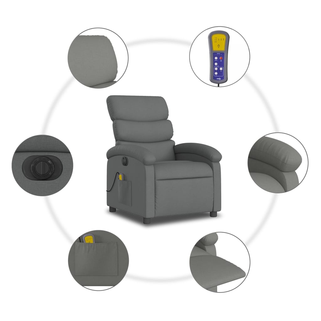 Massagestoel elektrisch verstelbaar stof donkergrijs is nu te koop bij PeponiXL, paradijselijk wonen!