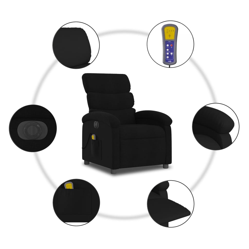 Massagestoel elektrisch verstelbaar stof zwart is nu te koop bij PeponiXL, paradijselijk wonen!