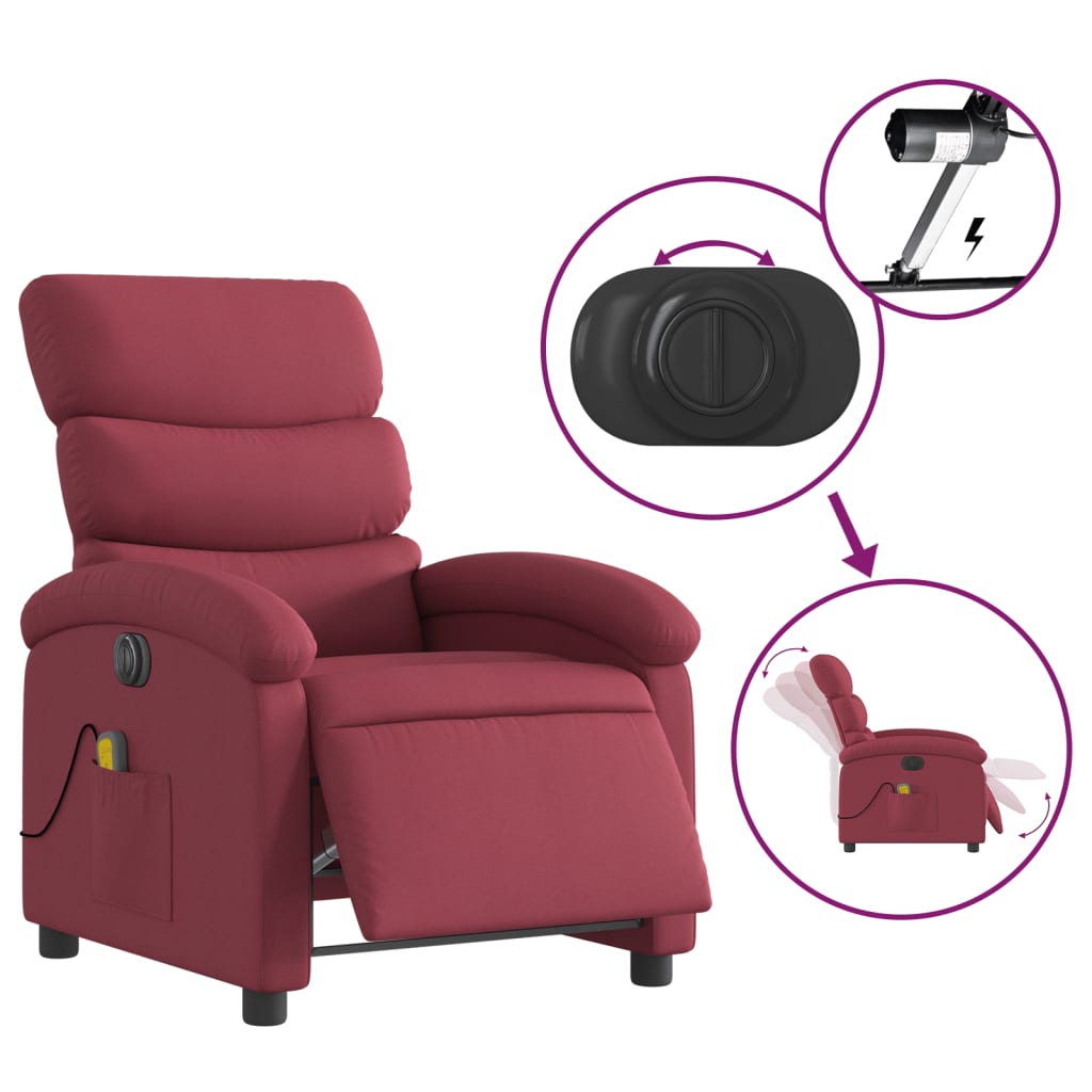 Massagestoel elektrisch verstelbaar stof wijnrood is nu te koop bij PeponiXL, paradijselijk wonen!