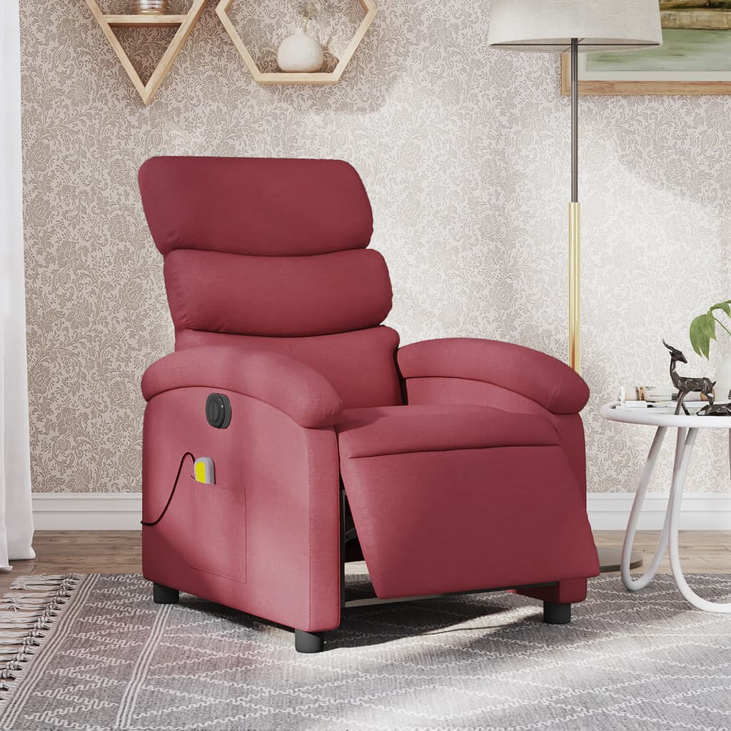 Massagestoel elektrisch verstelbaar stof wijnrood is nu te koop bij PeponiXL, paradijselijk wonen!
