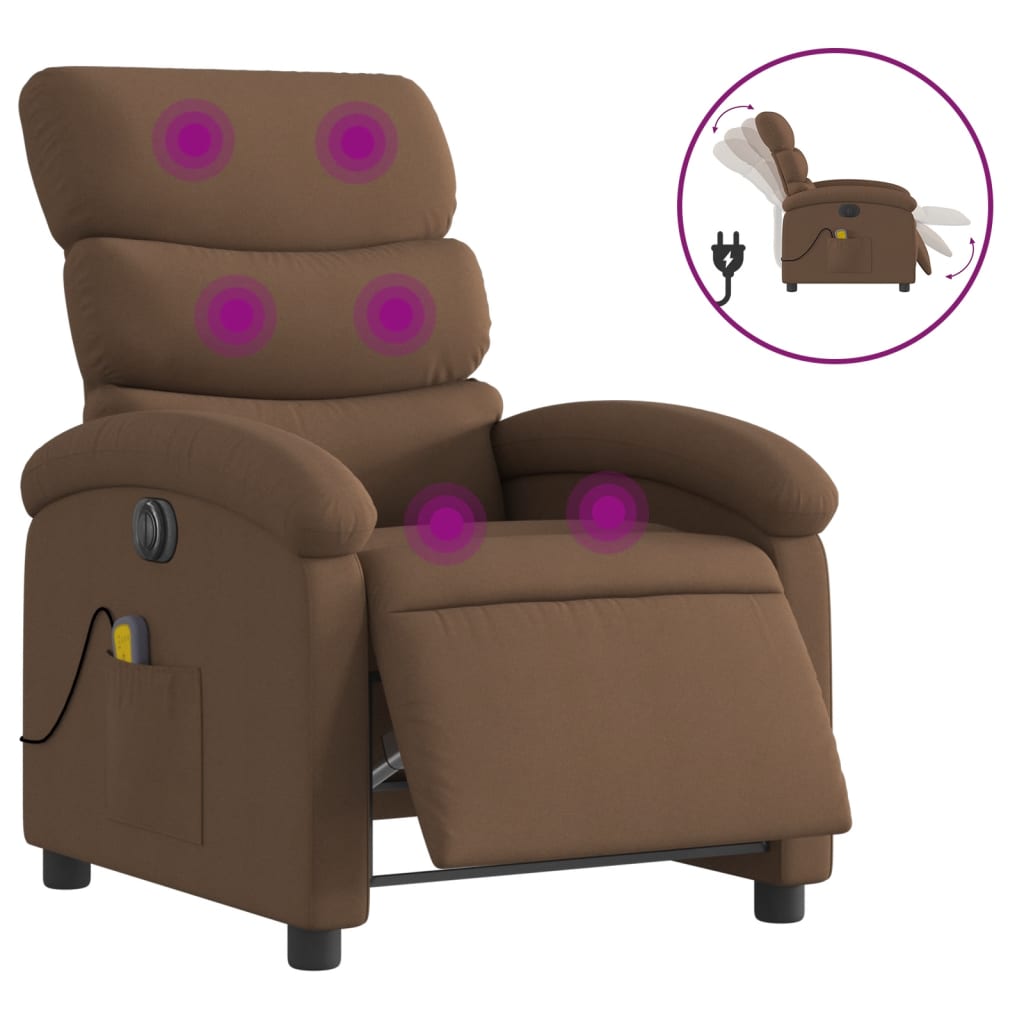 Massagestoel elektrisch verstelbaar stof bruin is nu te koop bij PeponiXL, paradijselijk wonen!