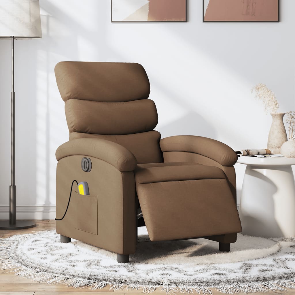 Massagestoel elektrisch verstelbaar stof bruin is nu te koop bij PeponiXL, paradijselijk wonen!