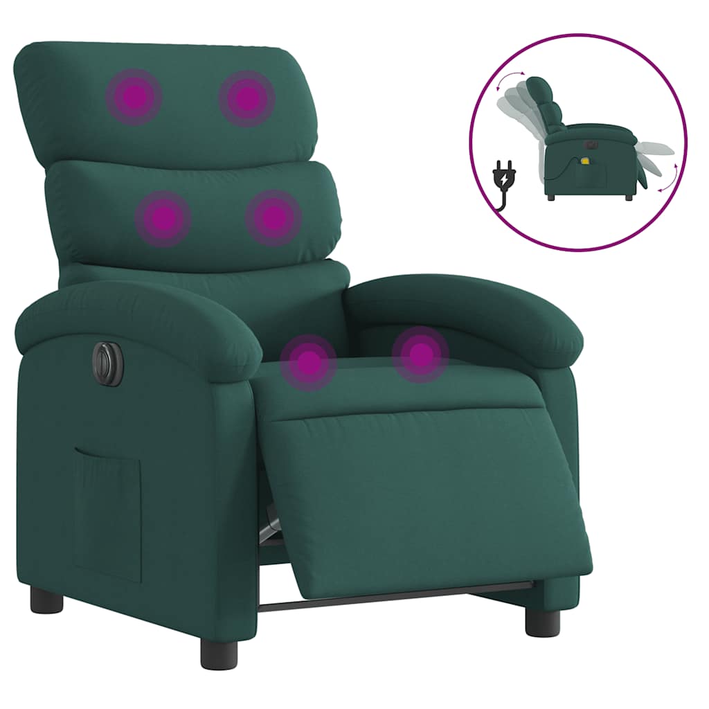 Massagestoel elektrisch verstelbaar stof donkergroen is nu te koop bij PeponiXL, paradijselijk wonen!