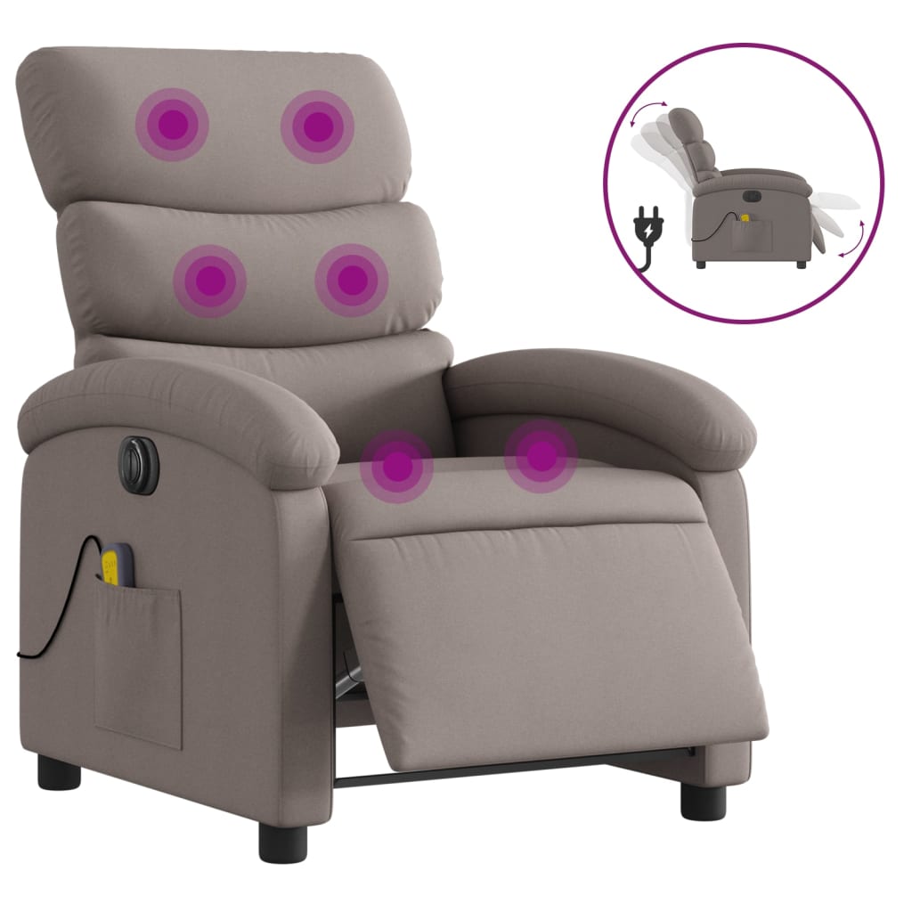 Massagestoel elektrisch verstelbaar stof taupe is nu te koop bij PeponiXL, paradijselijk wonen!