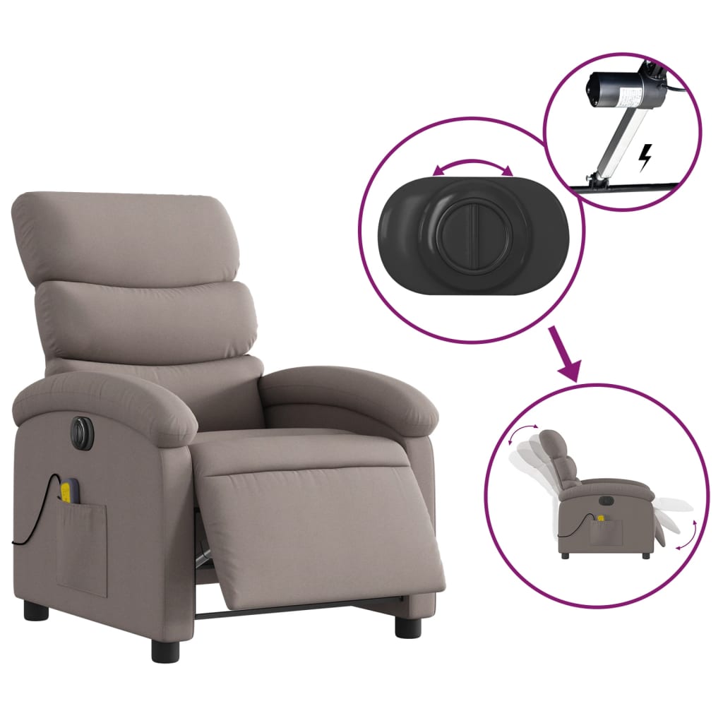 Massagestoel elektrisch verstelbaar stof taupe is nu te koop bij PeponiXL, paradijselijk wonen!