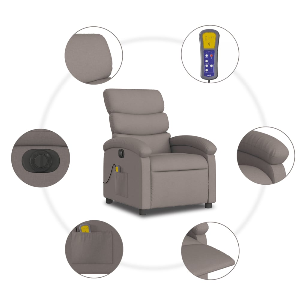 Massagestoel elektrisch verstelbaar stof taupe is nu te koop bij PeponiXL, paradijselijk wonen!