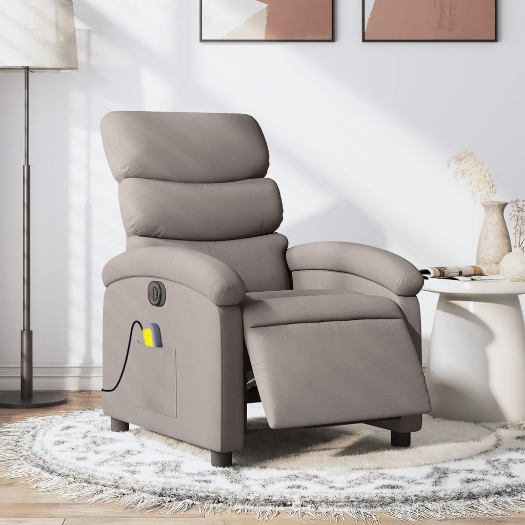 Massagestoel elektrisch verstelbaar stof taupe is nu te koop bij PeponiXL, paradijselijk wonen!