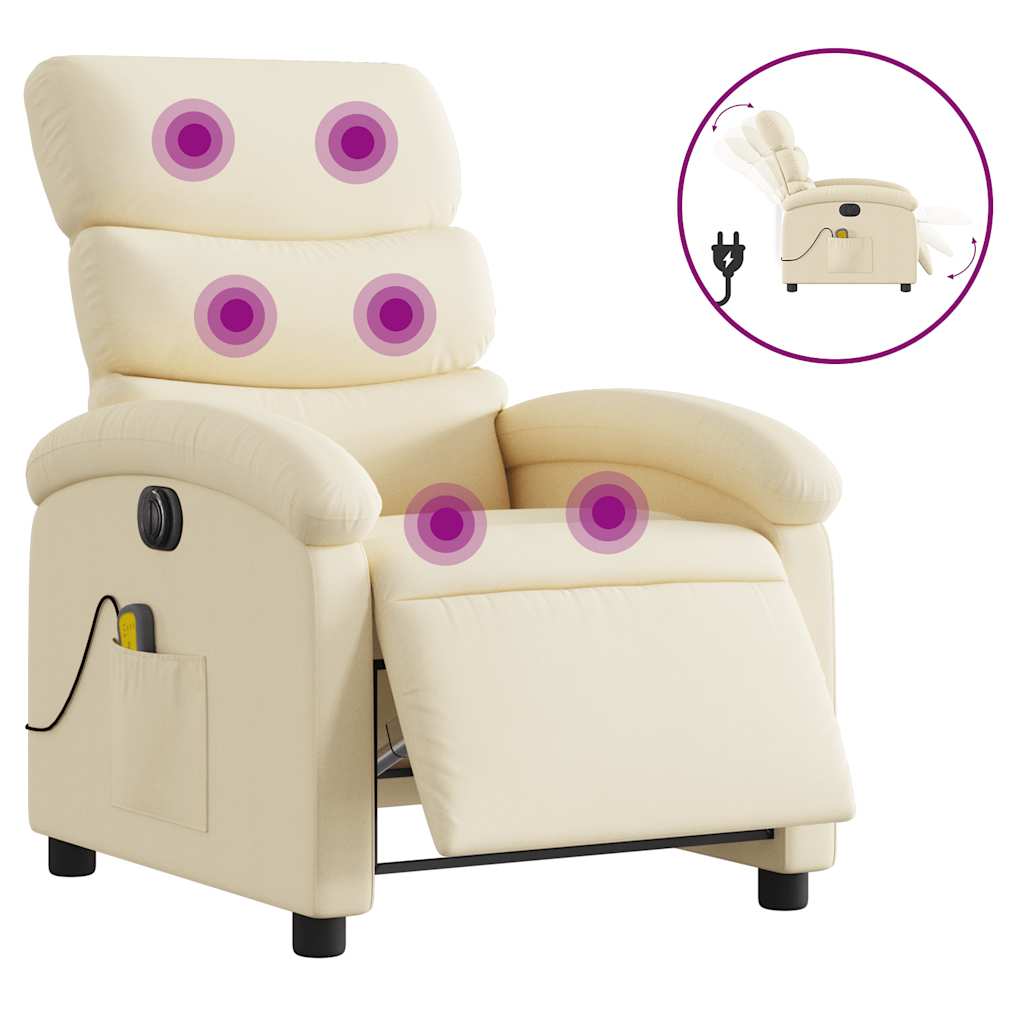 Massagestoel elektrisch verstelbaar stof crèmekleurig is nu te koop bij PeponiXL, paradijselijk wonen!