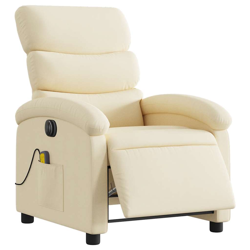 Massagestoel elektrisch verstelbaar stof crèmekleurig is nu te koop bij PeponiXL, paradijselijk wonen!