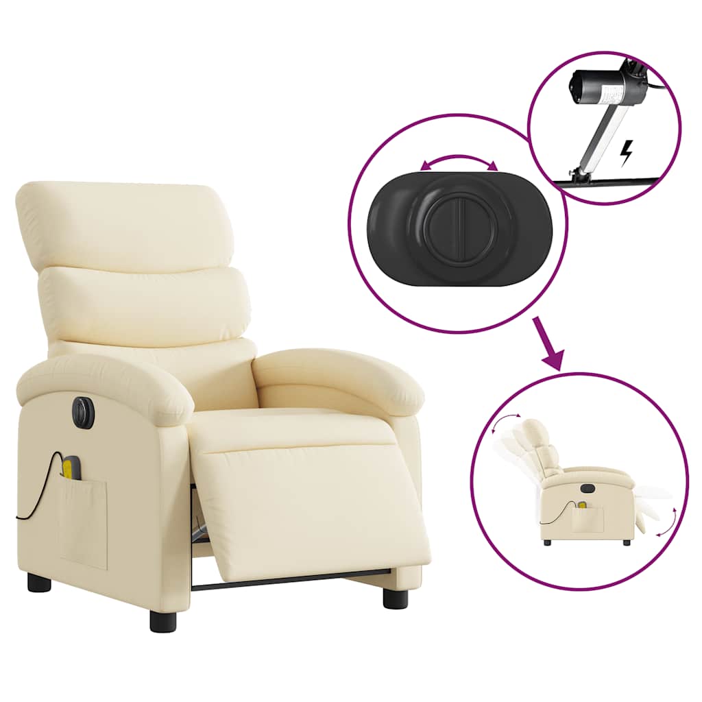 Massagestoel elektrisch verstelbaar stof crèmekleurig is nu te koop bij PeponiXL, paradijselijk wonen!