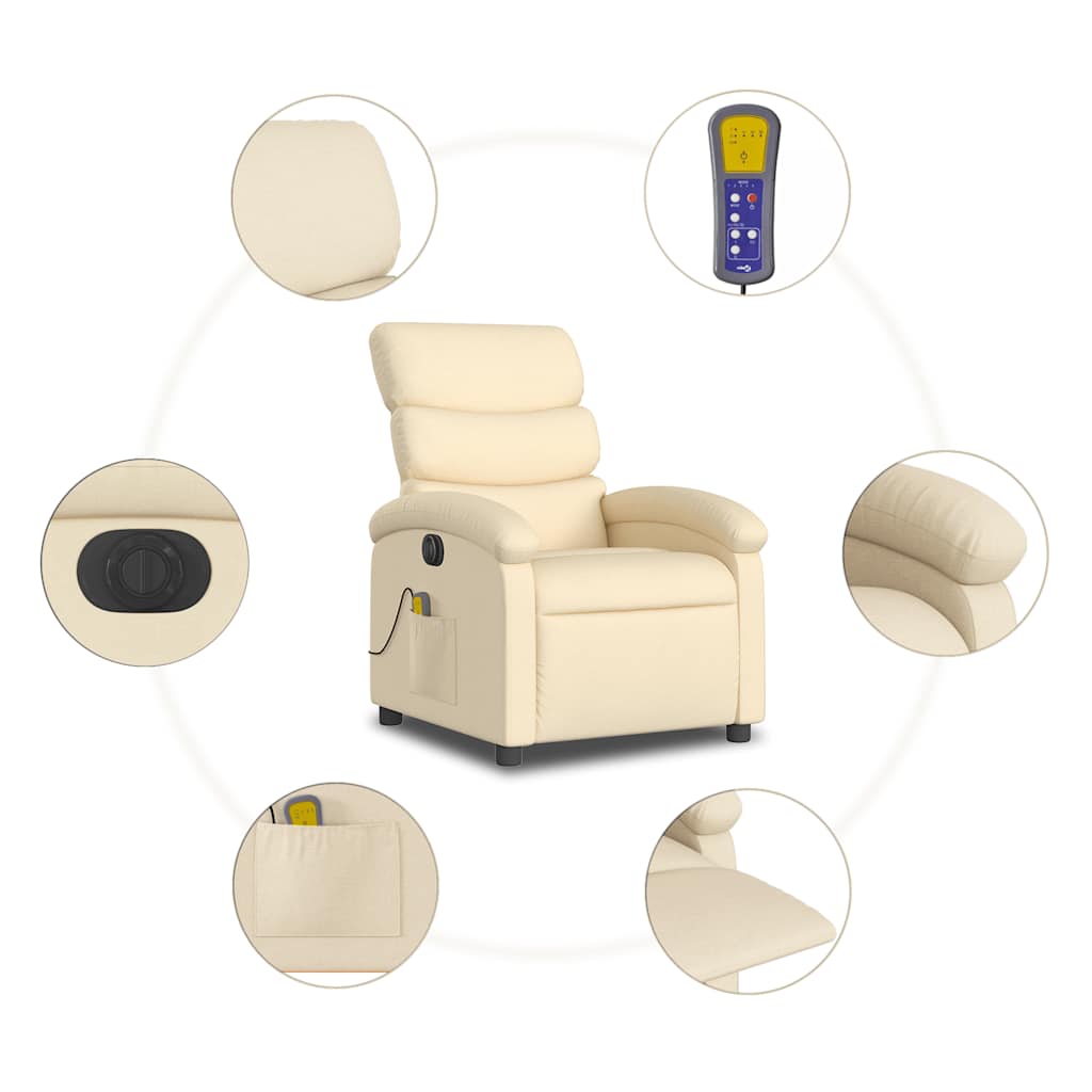 Massagestoel elektrisch verstelbaar stof crèmekleurig is nu te koop bij PeponiXL, paradijselijk wonen!