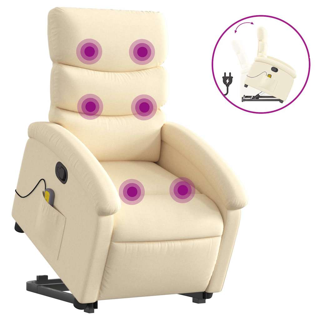 Sta-op-massagestoel verstelbaar stof crèmekleurig is nu te koop bij PeponiXL, paradijselijk wonen!