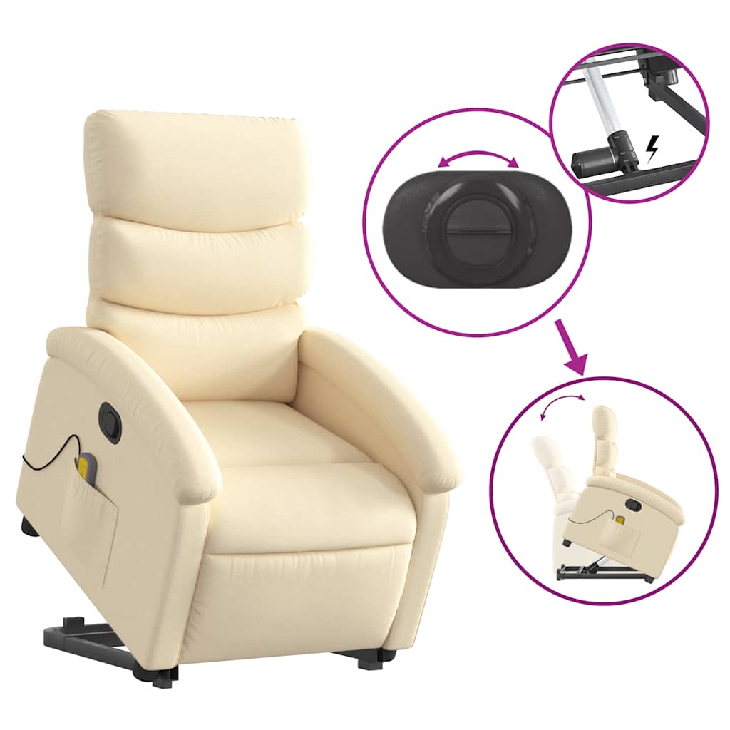 Sta-op-massagestoel verstelbaar stof crèmekleurig is nu te koop bij PeponiXL, paradijselijk wonen!