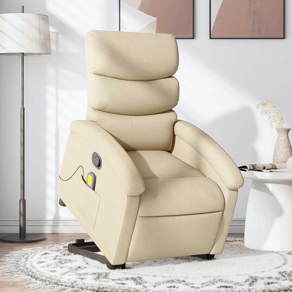 Sta-op-massagestoel verstelbaar stof crèmekleurig is nu te koop bij PeponiXL, paradijselijk wonen!