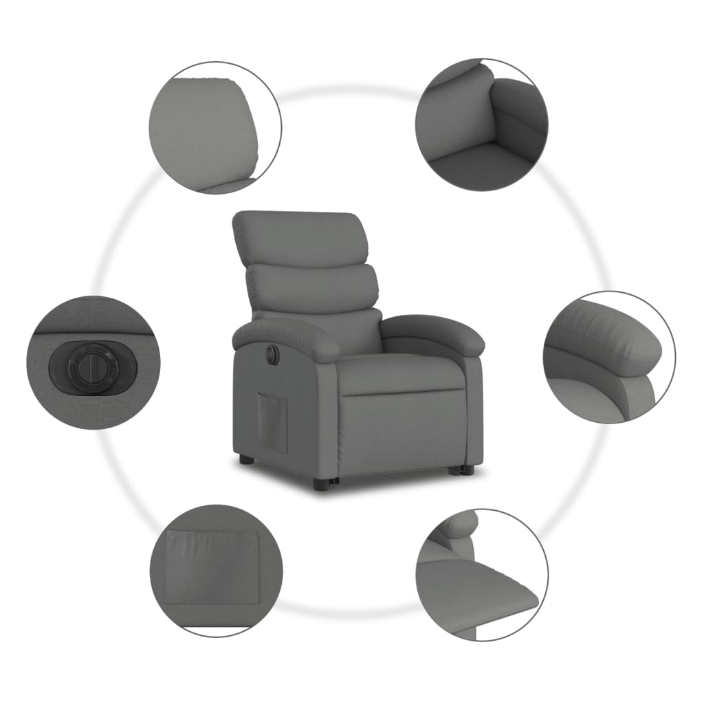 Sta-op-stoel elektrisch verstelbaar stof donkergrijs is nu te koop bij PeponiXL, paradijselijk wonen!