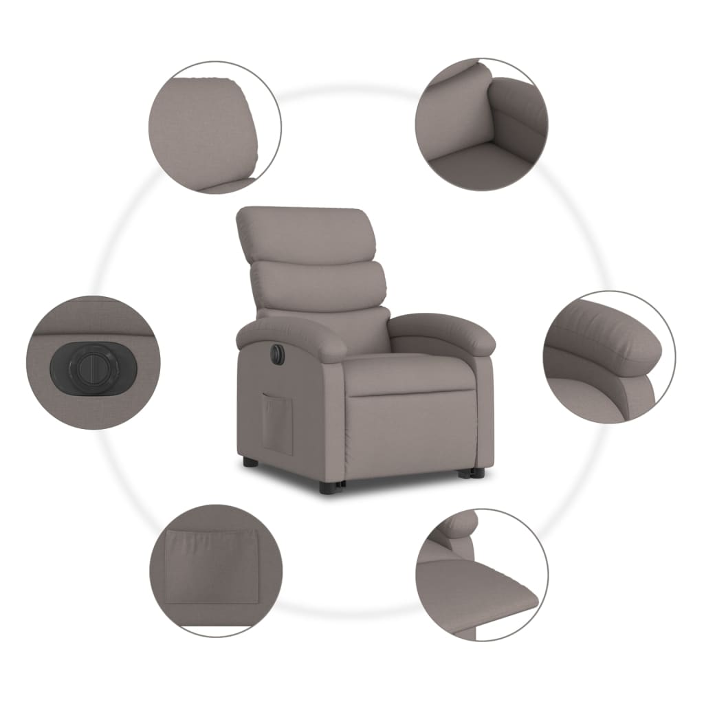 Sta-op-stoel elektrisch verstelbaar stof taupe is nu te koop bij PeponiXL, paradijselijk wonen!