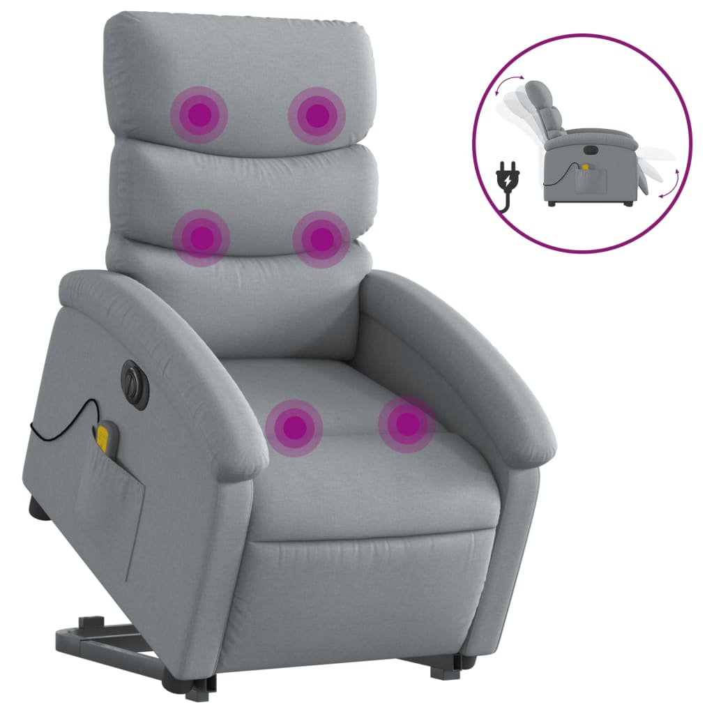 Sta-op-massagestoel elektrisch verstelbaar stof lichtgrijs is nu te koop bij PeponiXL, paradijselijk wonen!