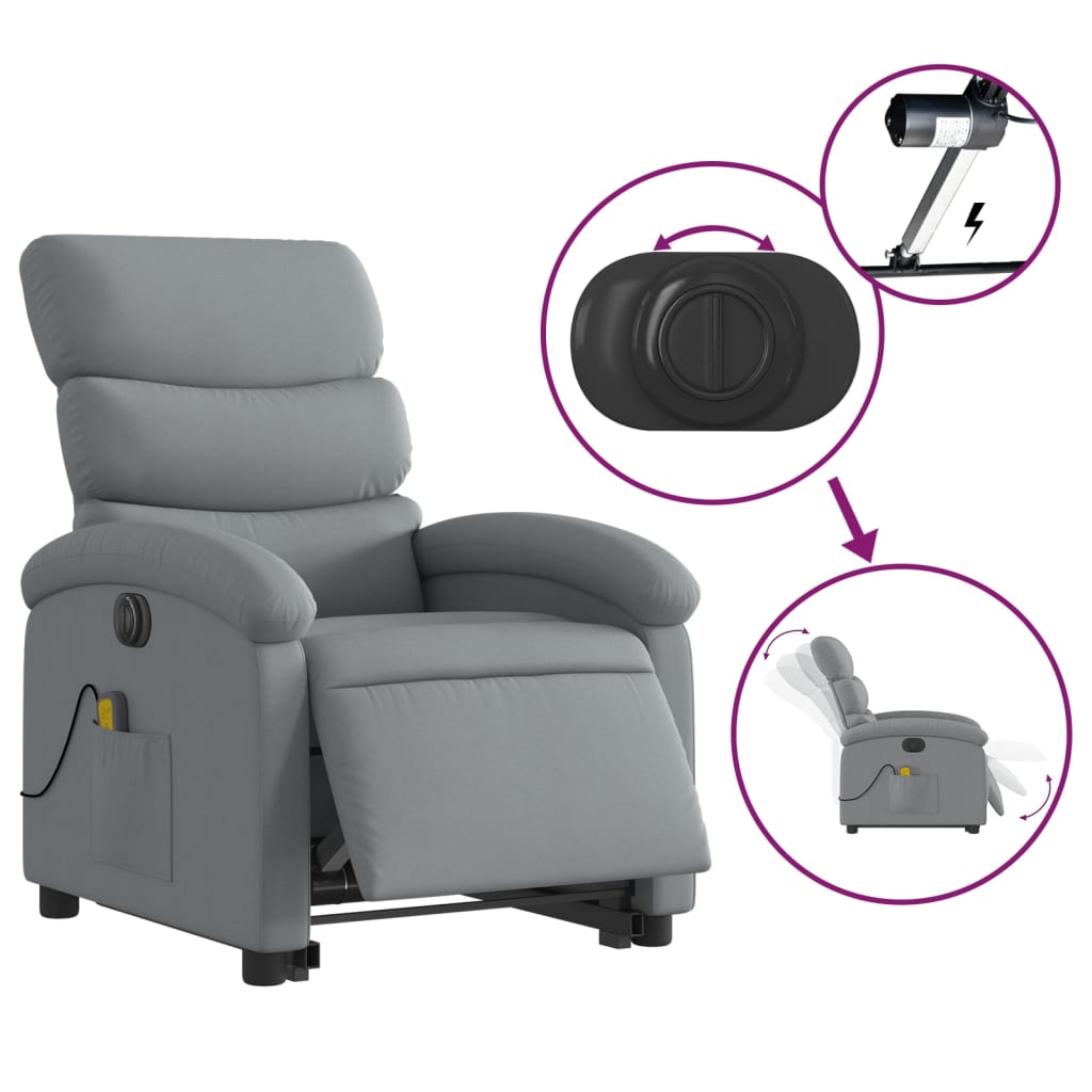 Sta-op-massagestoel elektrisch verstelbaar stof lichtgrijs is nu te koop bij PeponiXL, paradijselijk wonen!