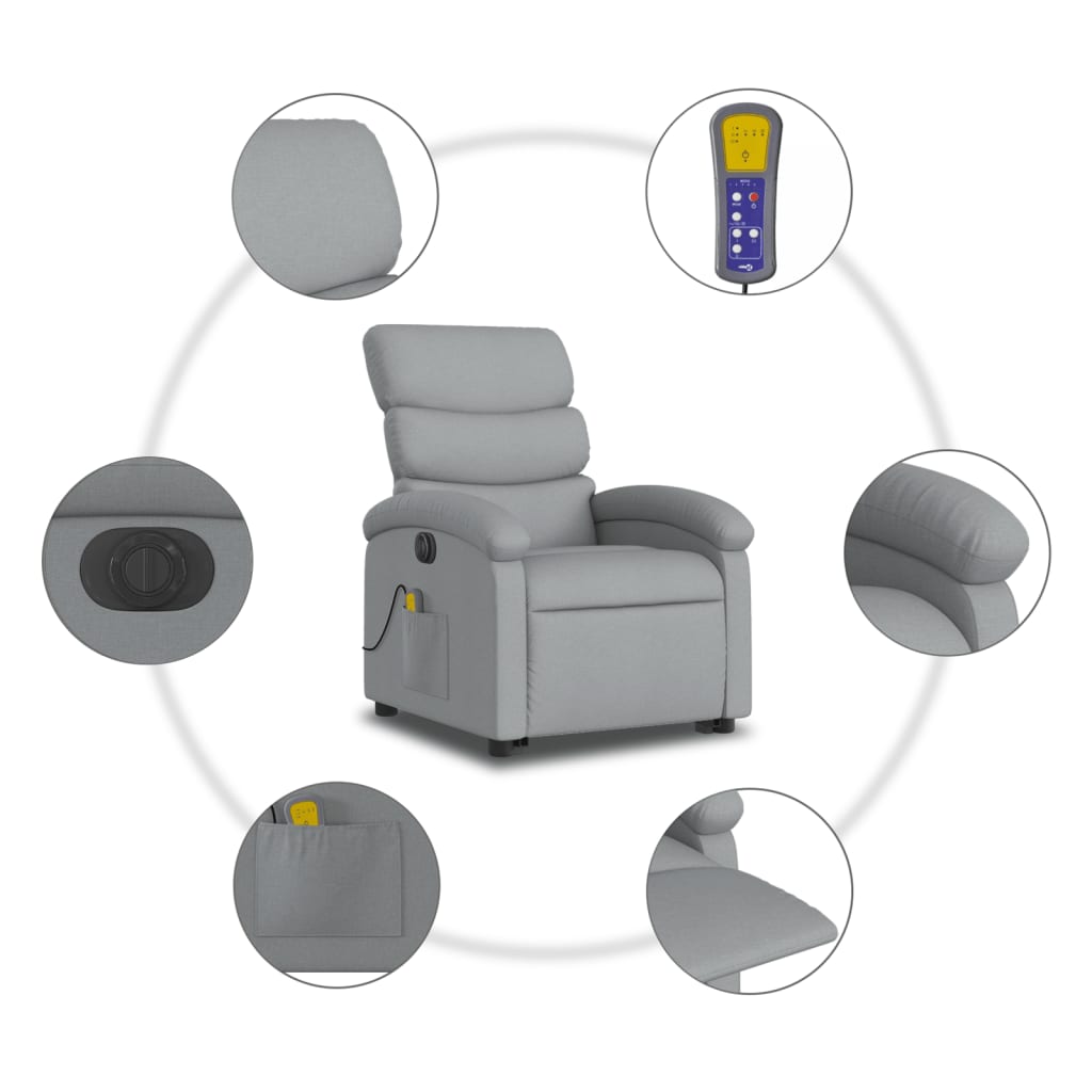 Sta-op-massagestoel elektrisch verstelbaar stof lichtgrijs is nu te koop bij PeponiXL, paradijselijk wonen!