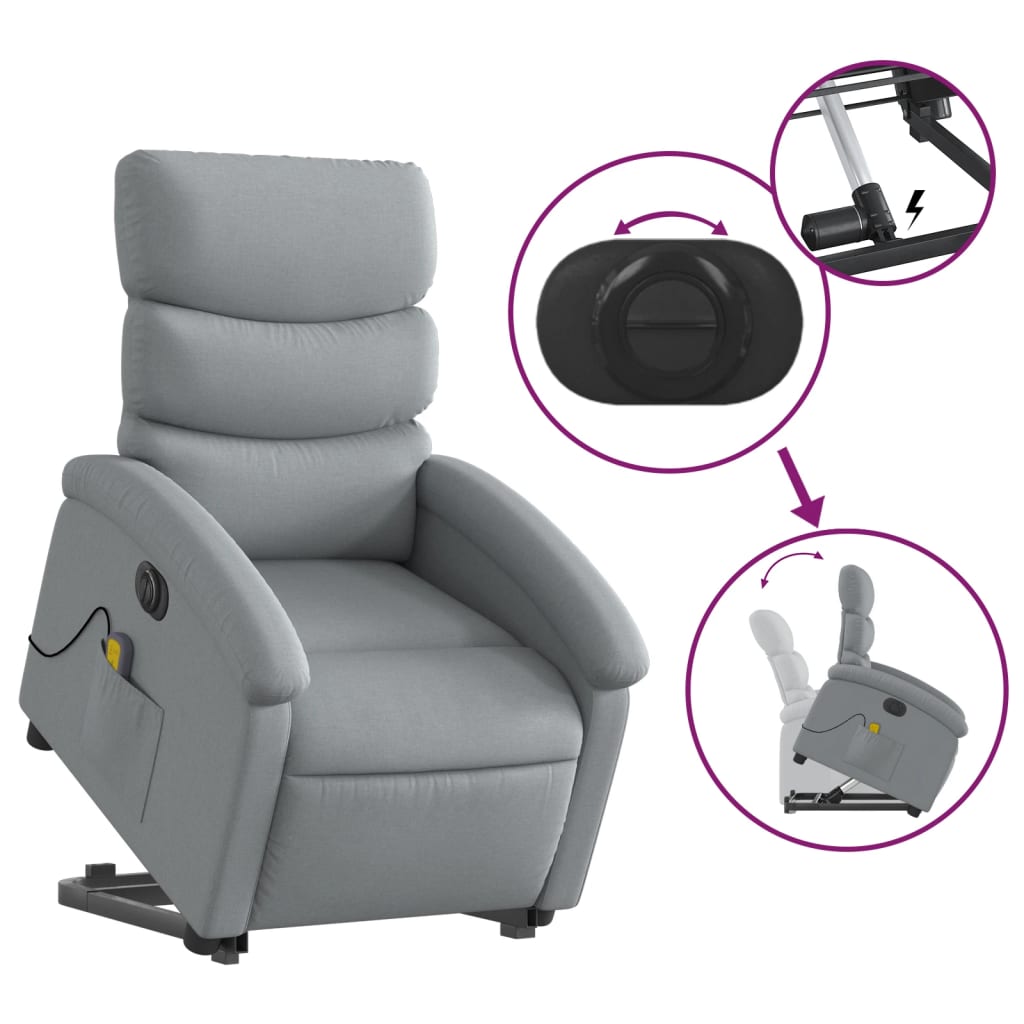 Sta-op-massagestoel elektrisch verstelbaar stof lichtgrijs is nu te koop bij PeponiXL, paradijselijk wonen!