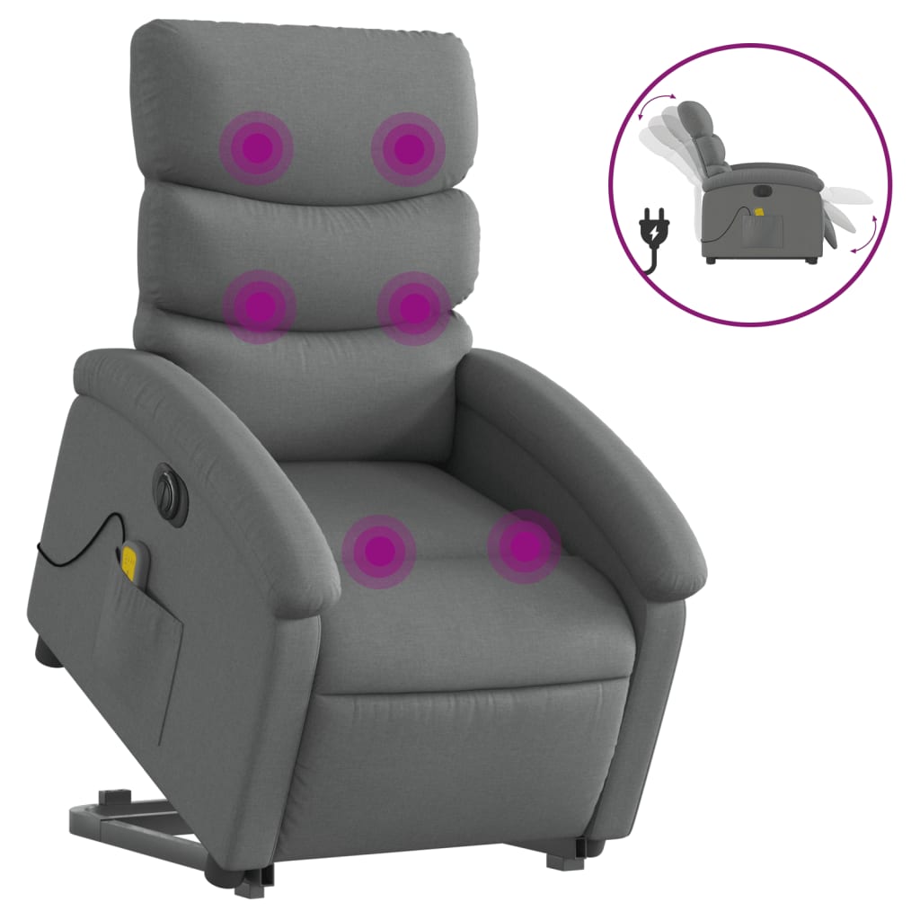 Sta-op-massagestoel elektrisch verstelbaar stof donkergrijs is nu te koop bij PeponiXL, paradijselijk wonen!