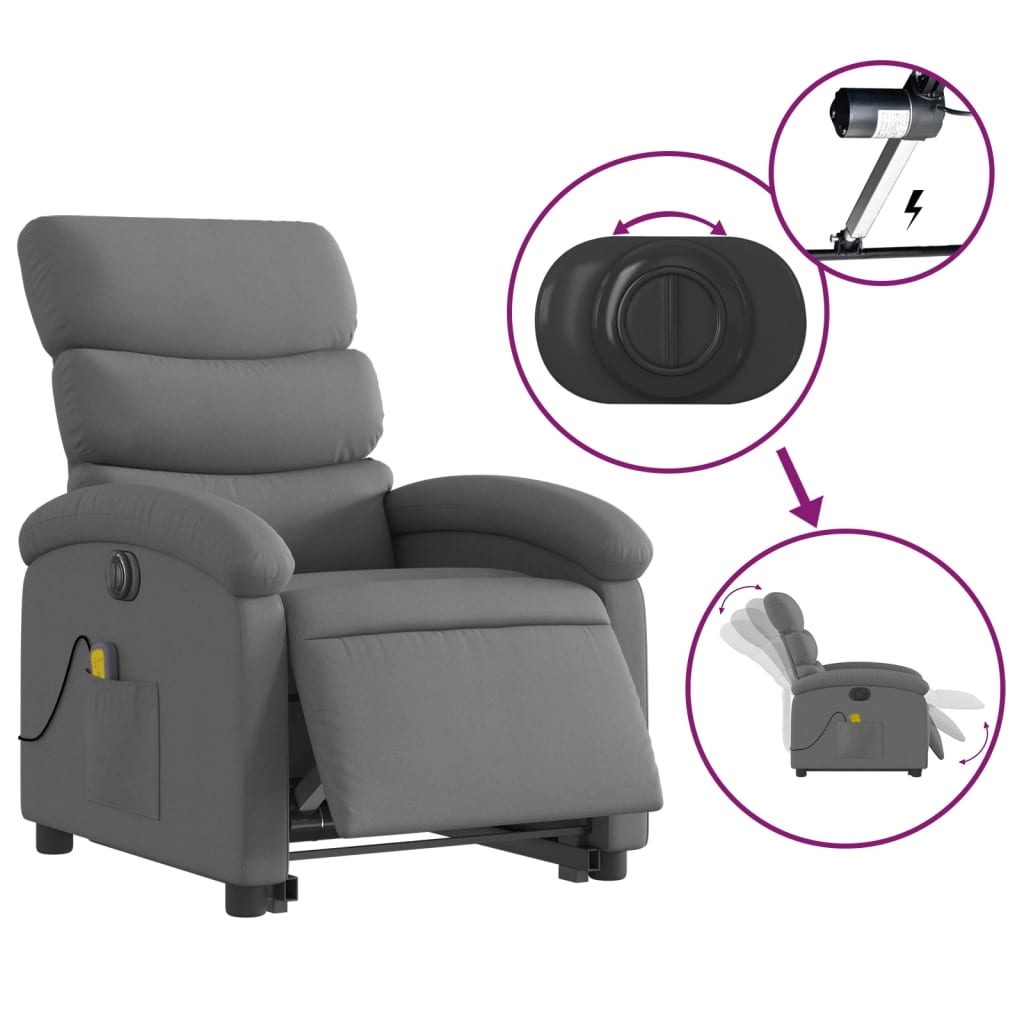 Sta-op-massagestoel elektrisch verstelbaar stof donkergrijs is nu te koop bij PeponiXL, paradijselijk wonen!