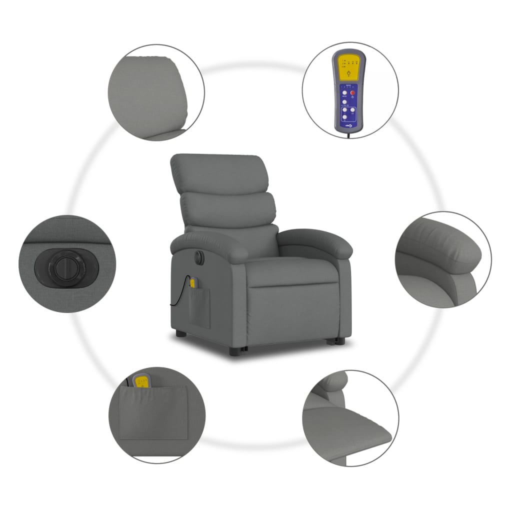Sta-op-massagestoel elektrisch verstelbaar stof donkergrijs is nu te koop bij PeponiXL, paradijselijk wonen!