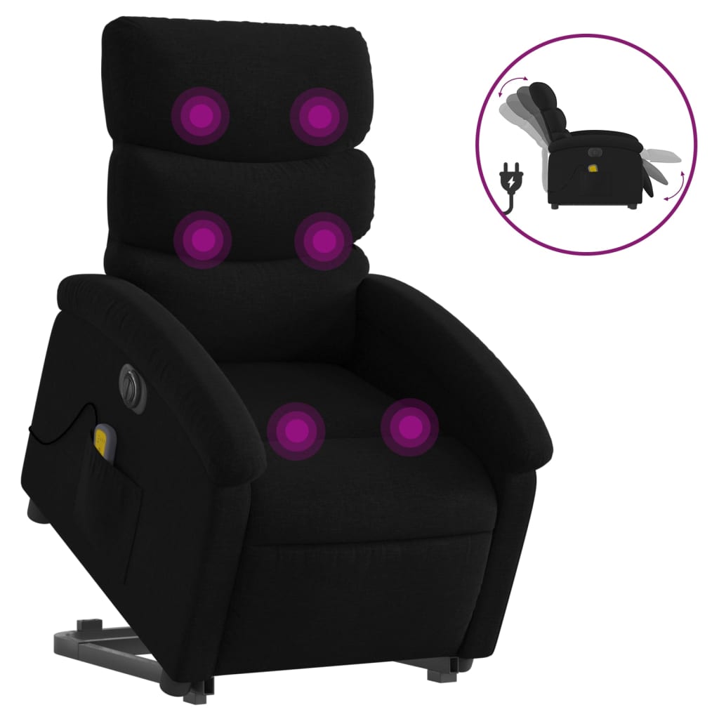 Sta-op-massagestoel elektrisch verstelbaar stof zwart is nu te koop bij PeponiXL, paradijselijk wonen!