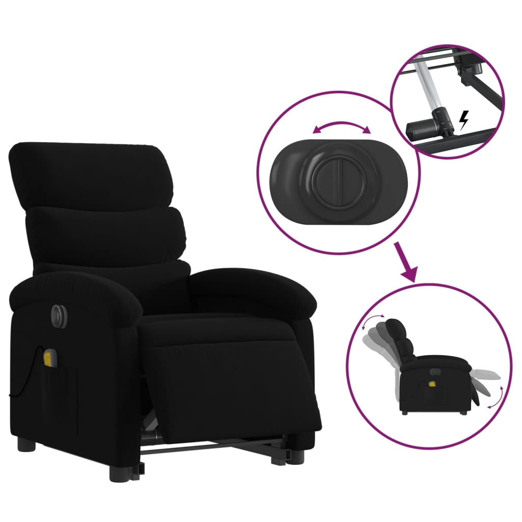 Sta-op-massagestoel elektrisch verstelbaar stof zwart is nu te koop bij PeponiXL, paradijselijk wonen!
