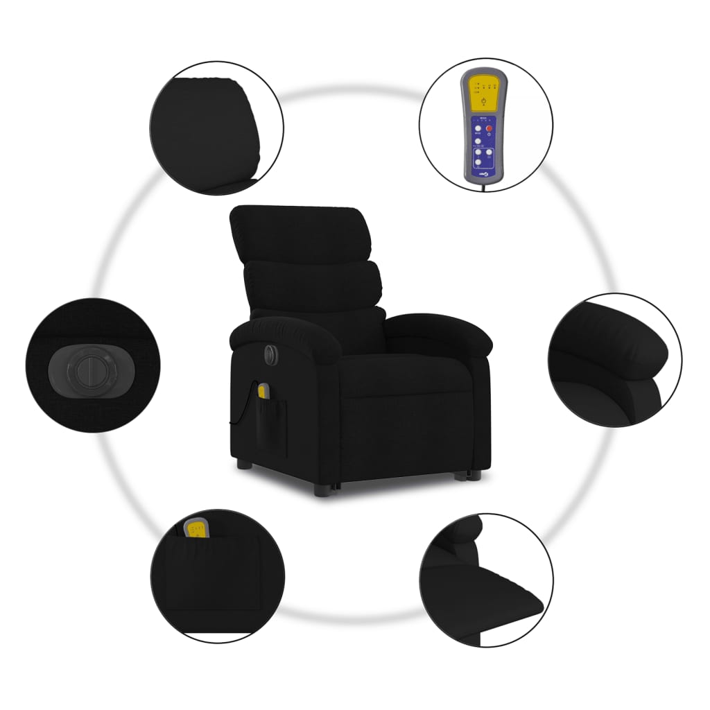 Sta-op-massagestoel elektrisch verstelbaar stof zwart is nu te koop bij PeponiXL, paradijselijk wonen!