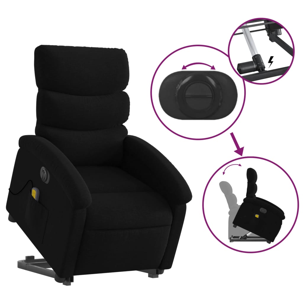 Sta-op-massagestoel elektrisch verstelbaar stof zwart is nu te koop bij PeponiXL, paradijselijk wonen!