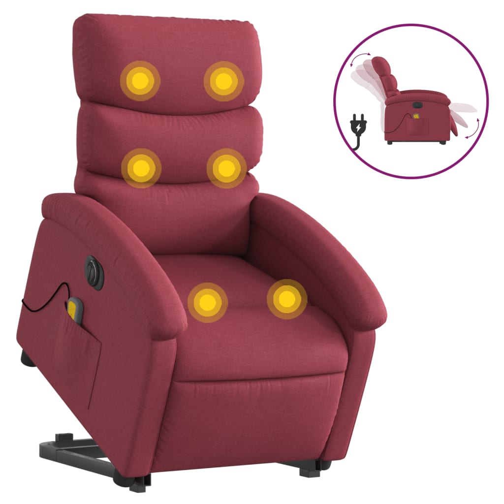 Sta-op-massagestoel elektrisch verstelbaar stof wijnrood is nu te koop bij PeponiXL, paradijselijk wonen!